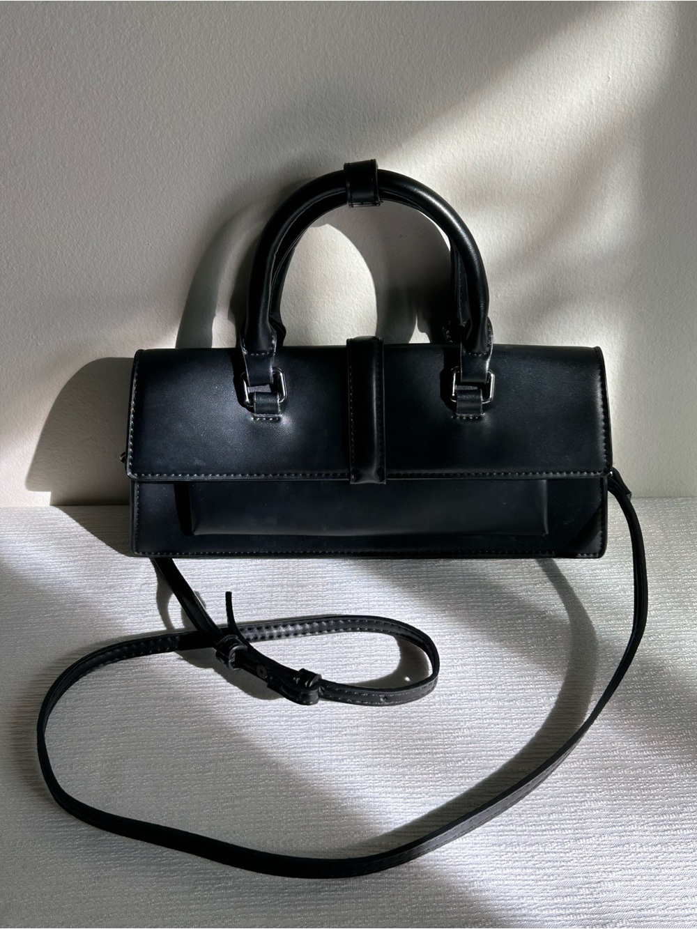 Zara Black Structured Top-Handle Crossbody/Shoulder Bag